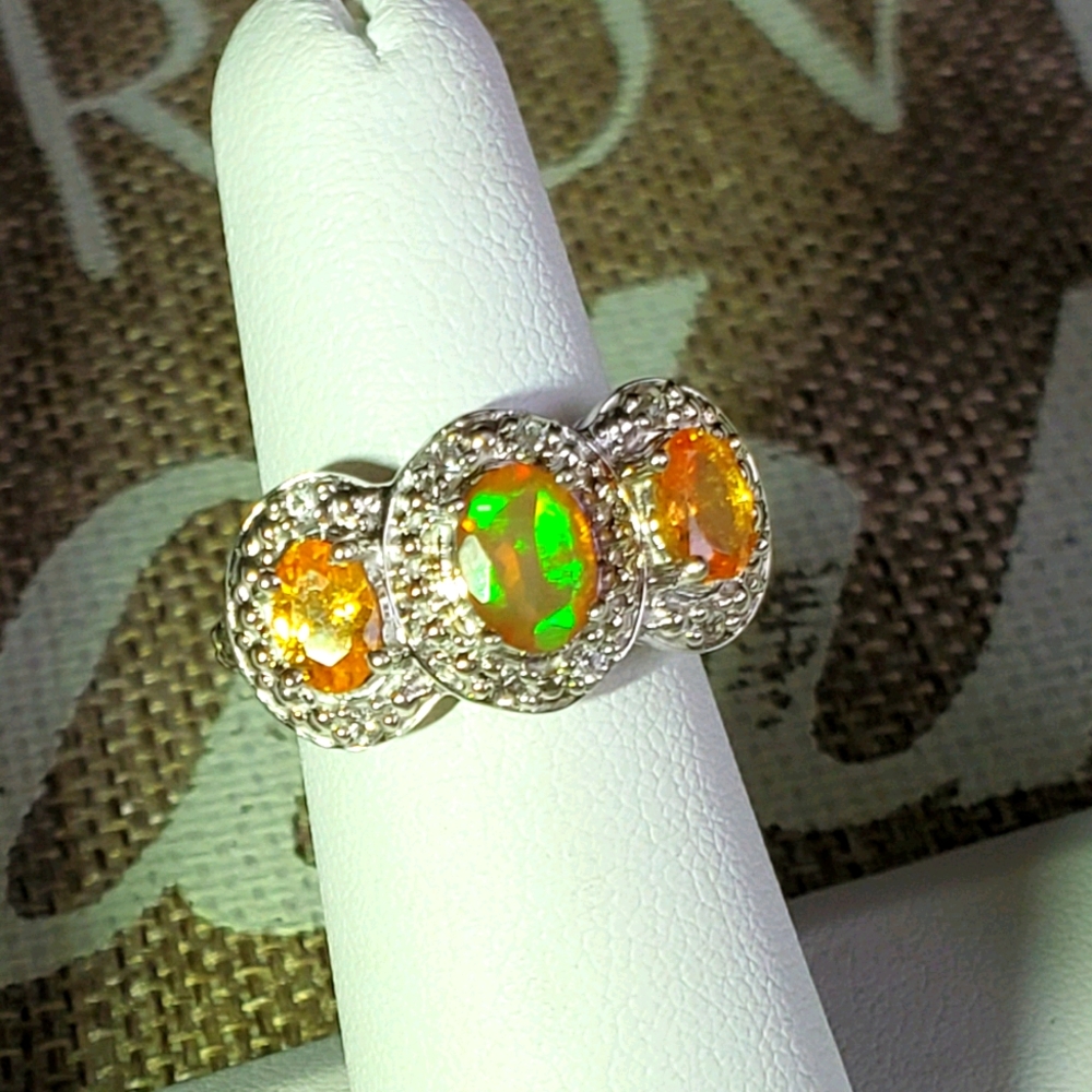 Ethiopian Fire Opal Citrine Ring - Picture 1 of 17
